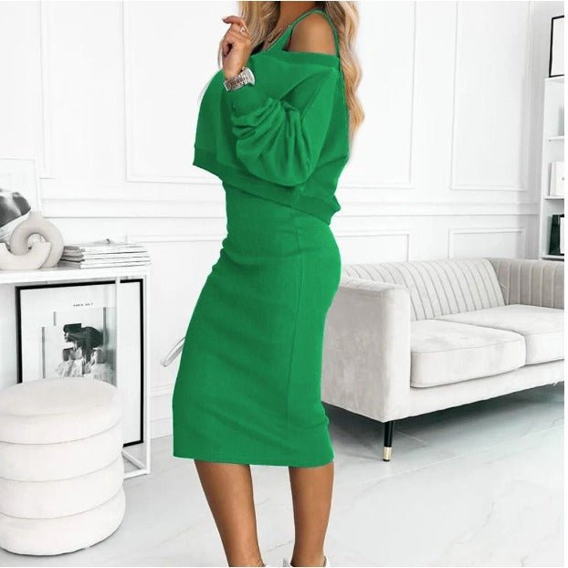 Madison | Elegant Off-Shoulder Top with Fitted Midi Skirt - Lumina