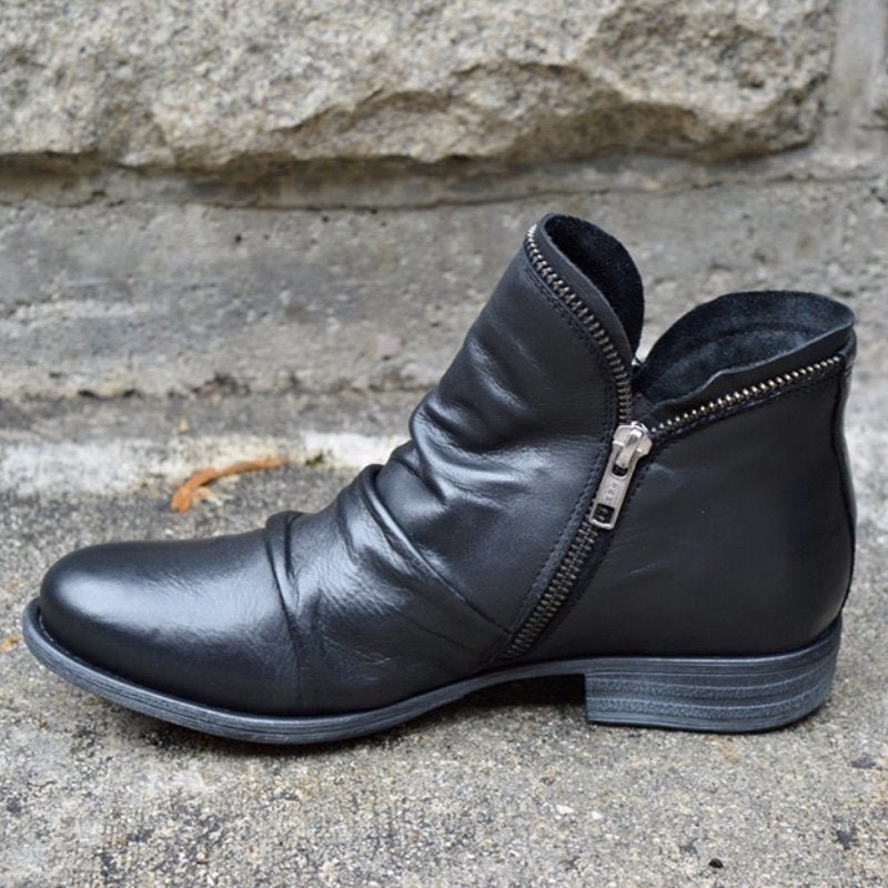 Makayla | Classic Black Leather Ankle Boots with Sleek Design - Lumina