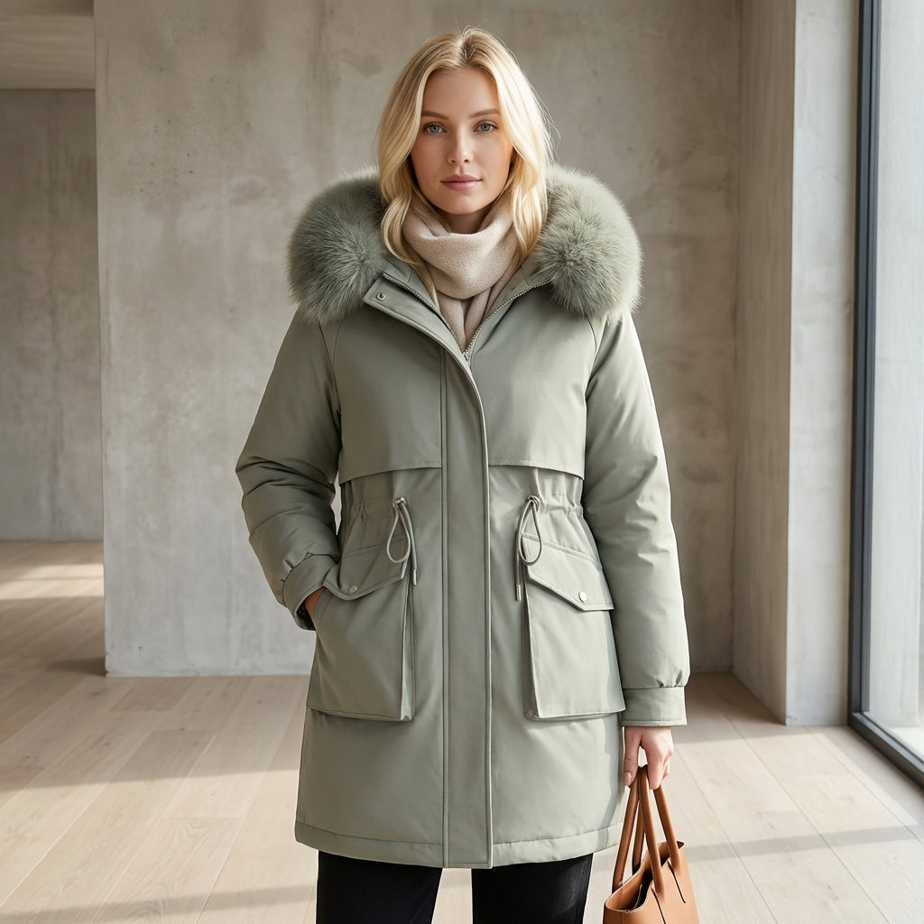 Matilda | Plush Faux-Fur Collar Parka Coat with Drawstring - Lumina
