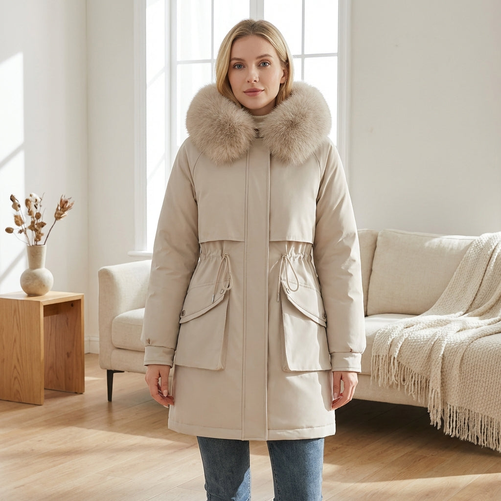 Matilda | Plush Faux-Fur Collar Parka Coat with Drawstring - Lumina
