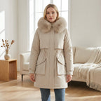 Matilda | Plush Faux-Fur Collar Parka Coat with Drawstring - Lumina