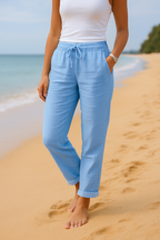 Monica | Comfortable Beige Trousers with Elastic Waistband - Lumina