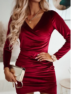 Nia | Wrap Dress With V-Neck Long Sleeve - Lumina
