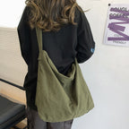 Noa | Minimalist Beige Canvas Shoulder Bag with Oversized Design - Lumina