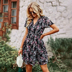 Nova | A-Line Dress V-Neck Short Sleeve - Lumina