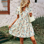 Nova | A-Line Dress V-Neck Short Sleeve - Lumina