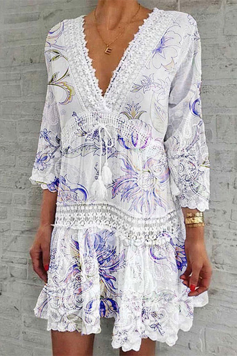 Nova | Boho Dress with Deep V-Neck - Lumina
