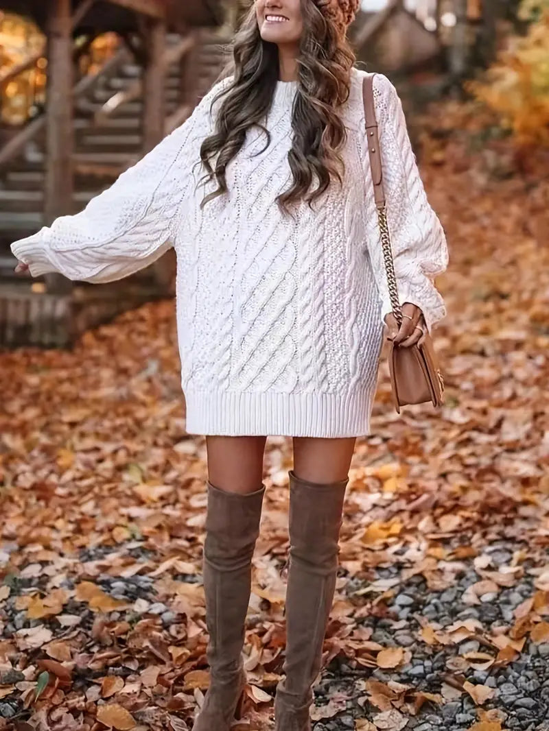 Nova | Cable Braided Sweater Dress - Lumina