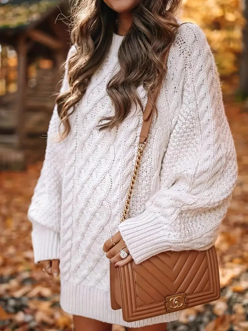 Nova | Cable Braided Sweater Dress - Lumina