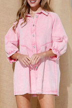 Nova | Denim Button Down Shirt Dress - Lumina
