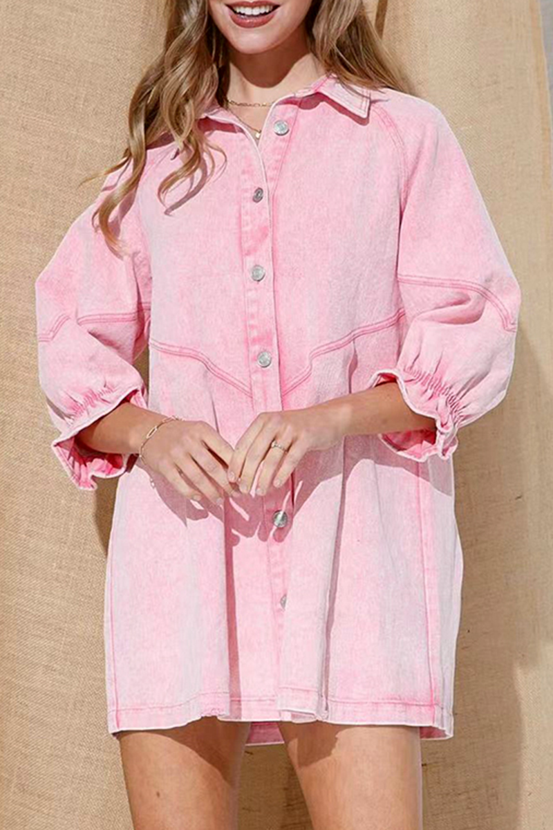 Nova | Denim Button Down Shirt Dress - Lumina