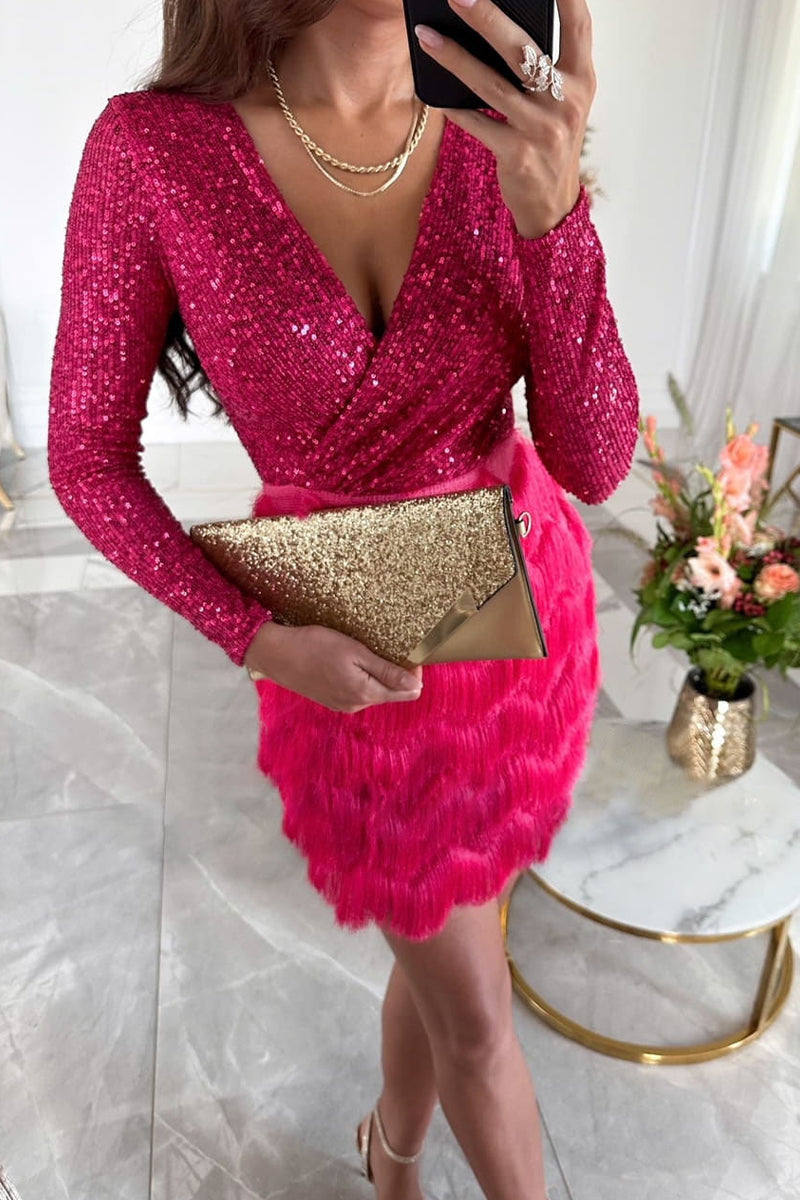 Nova Maris Luxe | Sequin Wrap Dress - Lumina