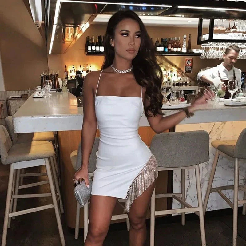 Nova | Mini Dress Bodycon Beaded Fringe - Lumina