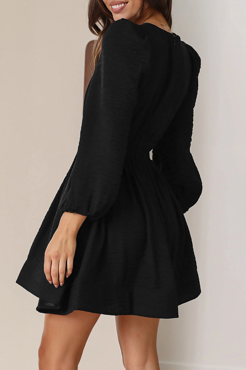 Nova | Mini Dress V-Neck Puff Sleeves - Lumina