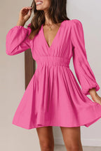 Nova | Mini Dress V-Neck Puff Sleeves - Lumina