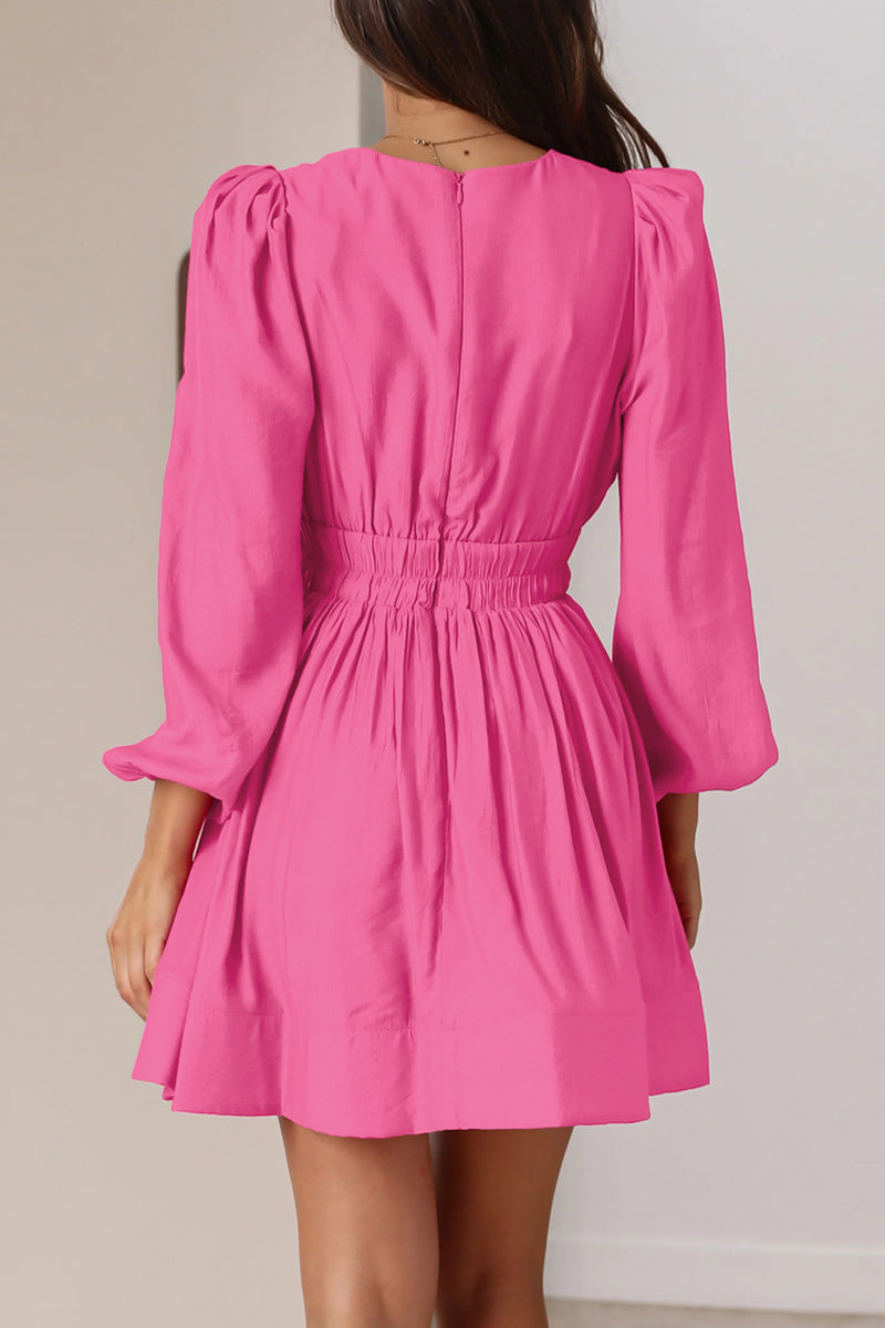Nova | Mini Dress V-Neck Puff Sleeves - Lumina