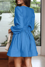 Nova | Mini Dress V-Neck Puff Sleeves - Lumina