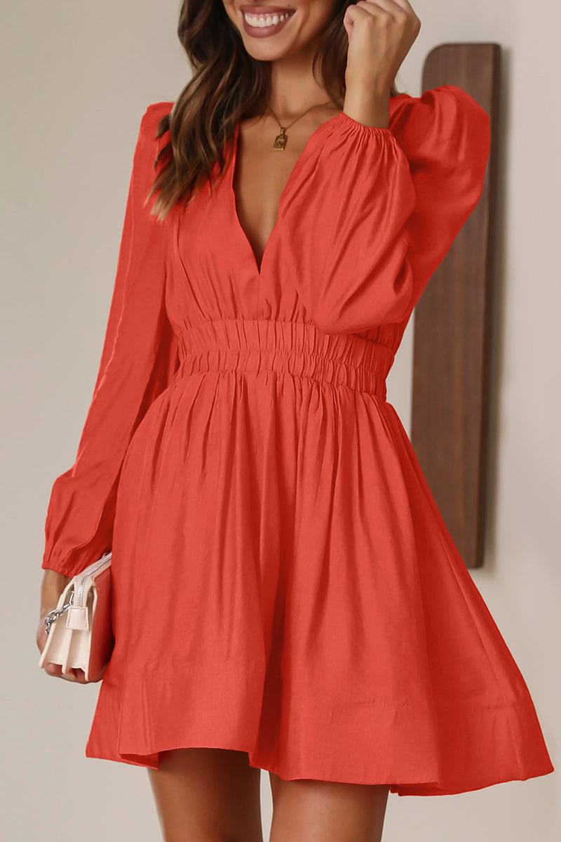 Nova | Mini Dress V-Neck Puff Sleeves - Lumina