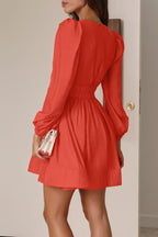 Nova | Mini Dress V-Neck Puff Sleeves - Lumina