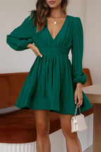 Nova | Mini Dress V-Neck Puff Sleeves - Lumina