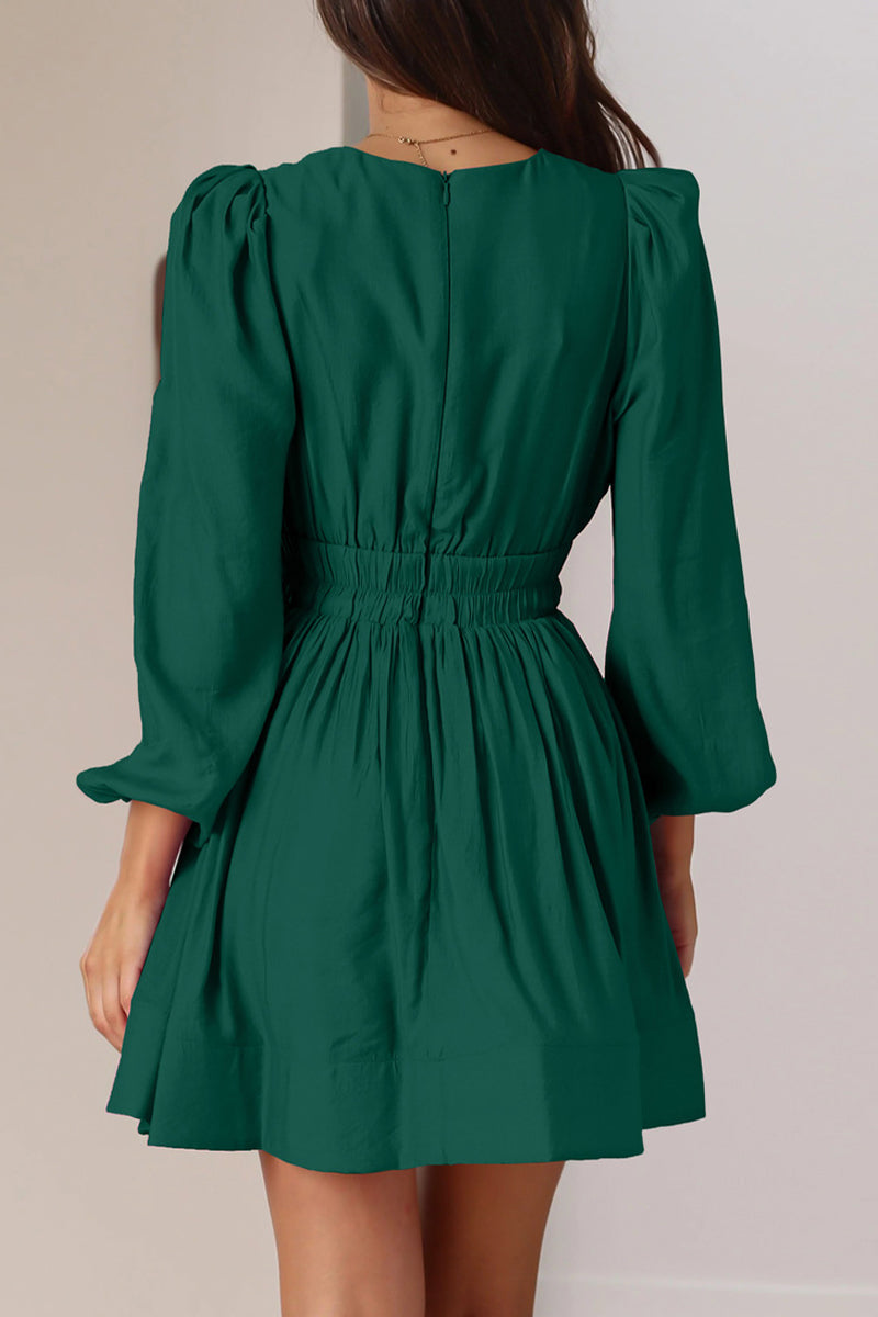 Nova | Mini Dress V-Neck Puff Sleeves - Lumina