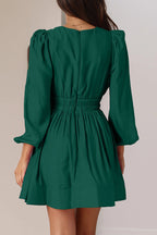 Nova | Mini Dress V-Neck Puff Sleeves - Lumina