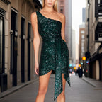 Nova | One-Shoulder Sequin Dress - Lumina