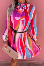Nova | Pleated Dress With Striped Design - Lumina