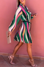 Nova | Pleated Dress With Striped Design - Lumina