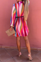Nova | Pleated Dress With Striped Design - Lumina