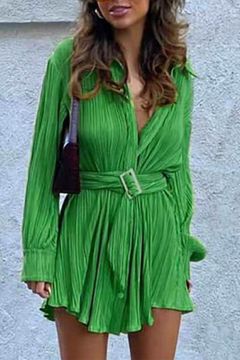 Nova | Pleated Mini Shirt Dress - Lumina