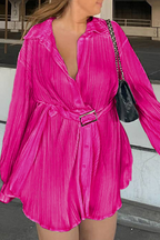 Nova | Pleated Mini Shirt Dress - Lumina
