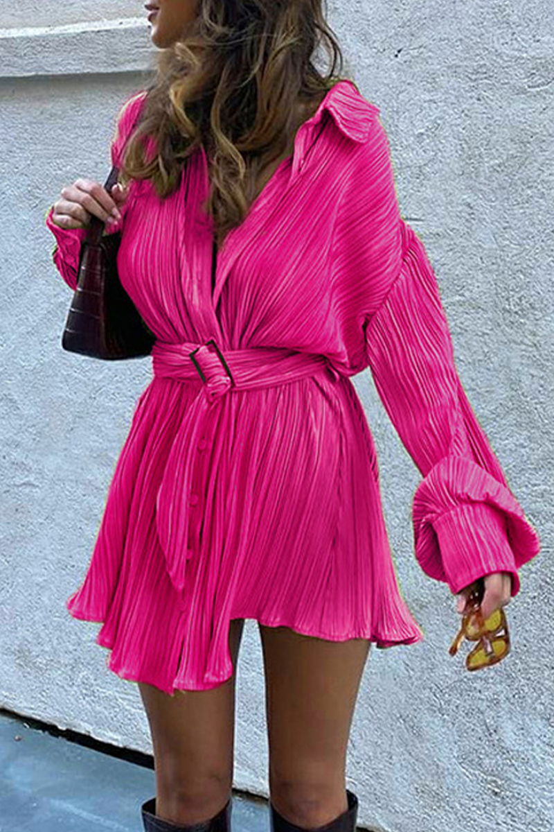 Nova | Pleated Mini Shirt Dress - Lumina