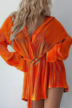 Nova | Pleated Mini Shirt Dress - Lumina