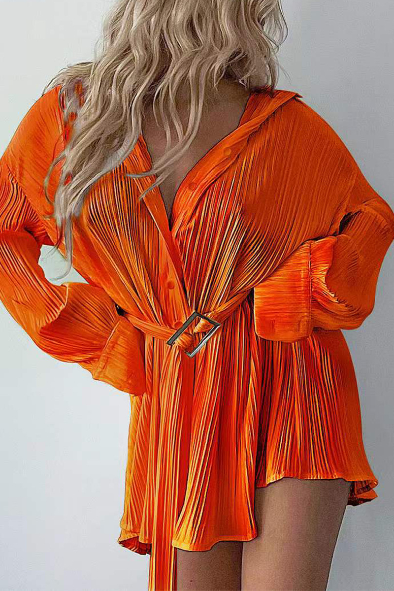 Nova | Pleated Mini Shirt Dress - Lumina