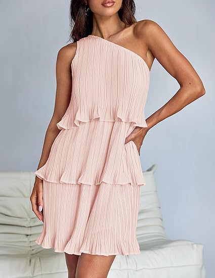Nova | Pleated One-Shoulder Dress - Lumina