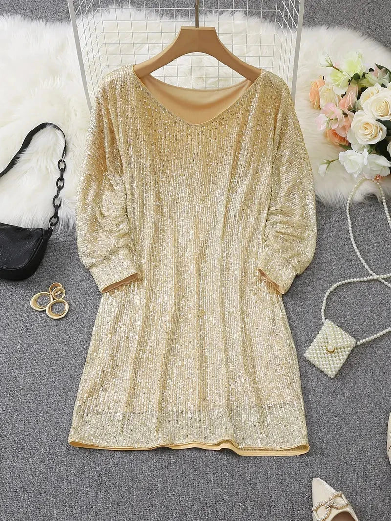 Nova | Sequin Dress Knee-Length Elegant - Lumina