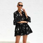 Nova | Shirt Dress Deep V-Neck Collar - Lumina