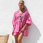 Nova | Shirt Dress Deep V-Neck Collar - Lumina