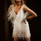 Nova | Sleeveless Fringe Detailing Dress - Lumina
