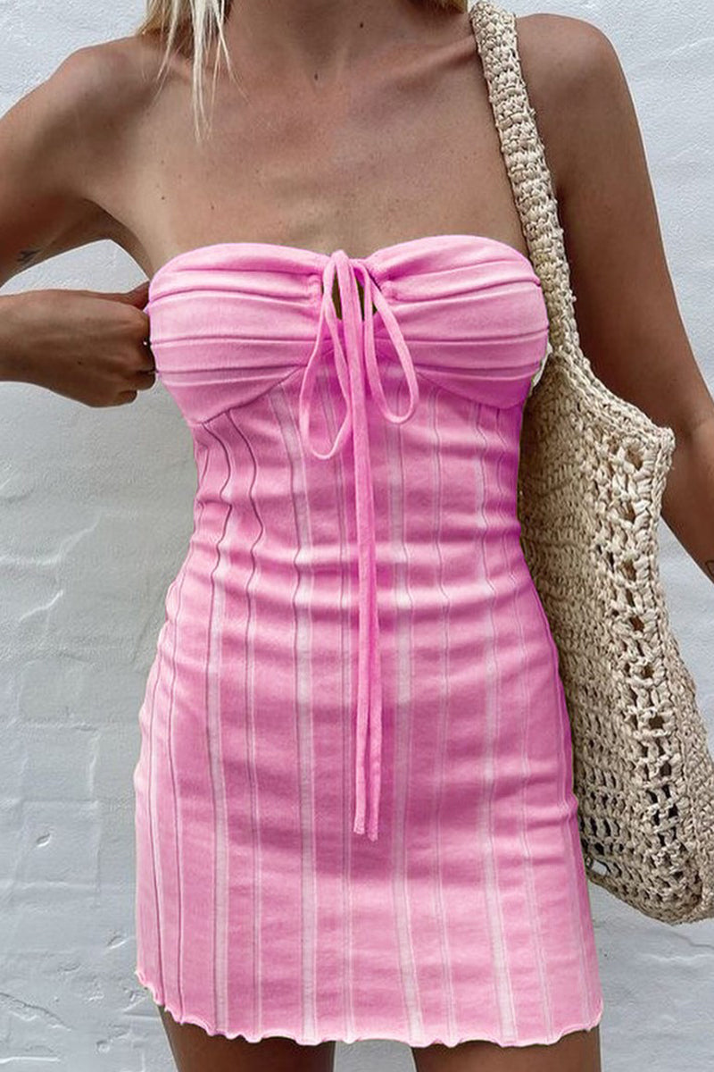 Nova | Strapless Ribbed Mini Dress - Lumina