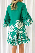 Nova | V-Neck A-Line Dress Boho Print - Lumina