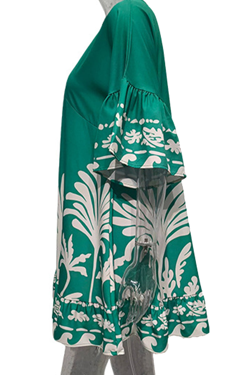 Nova | V-Neck A-Line Dress Boho Print - Lumina