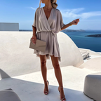 Nova | Wrap Dress V-Neck Short Sleeve - Lumina