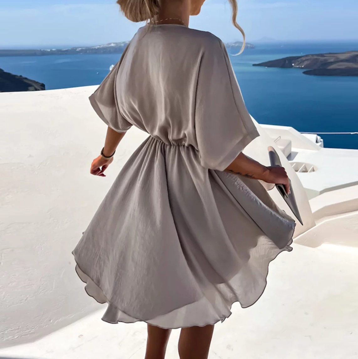 Nova | Wrap Dress V-Neck Short Sleeve - Lumina