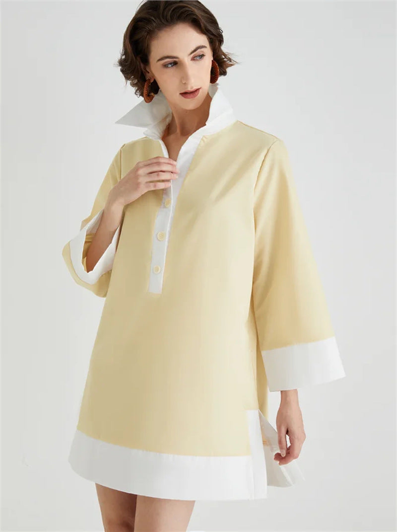 Nyx | Tunic Dress High Collar 3/4 Sleeve - Lumina