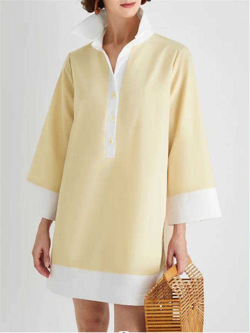 Nyx | Tunic Dress High Collar 3/4 Sleeve - Lumina