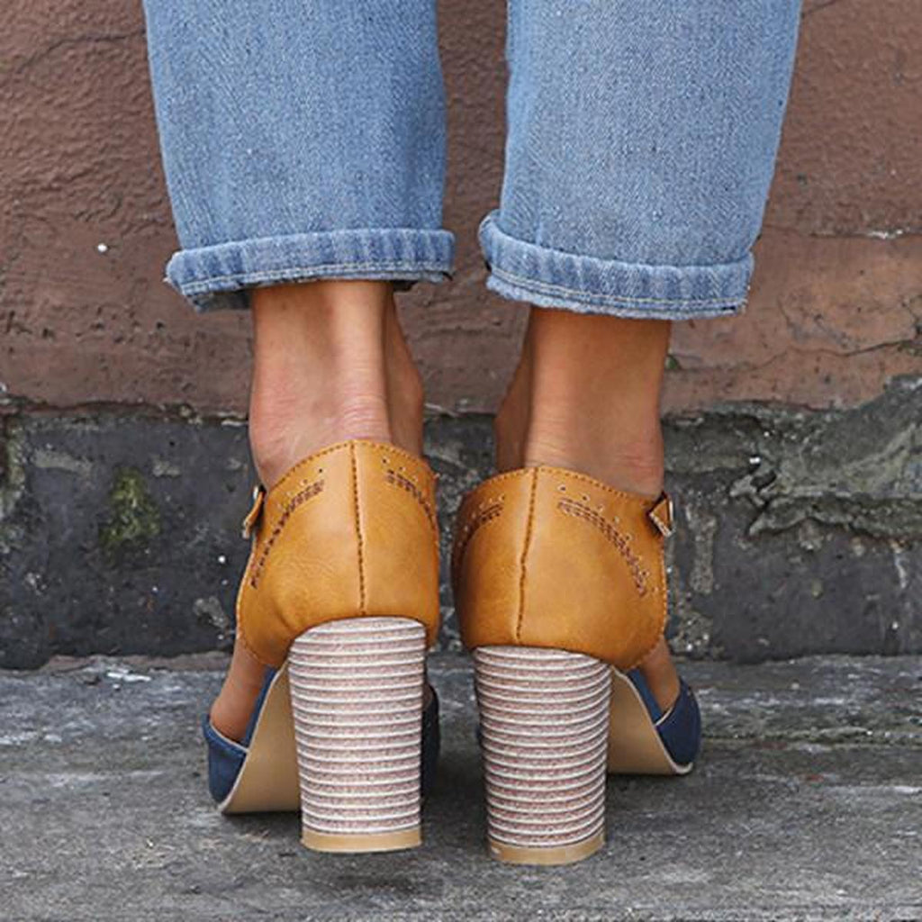 Olivia | Vintage-Inspired Block Heel Ankle Strap Heels with Secure Fit - Lumina