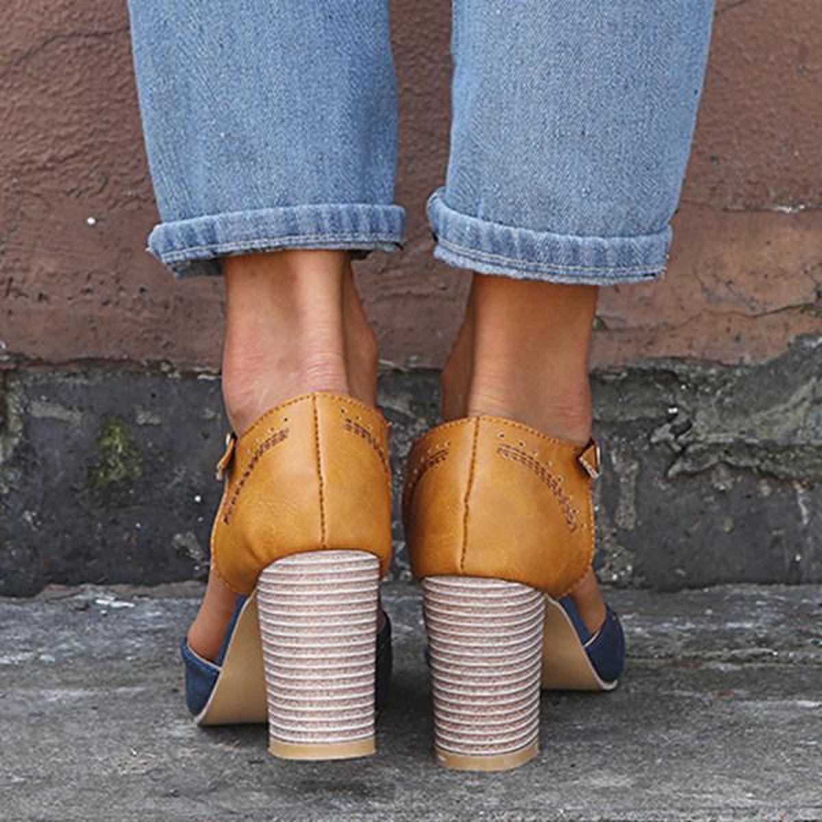 Olivia | Vintage-Inspired Block Heel Ankle Strap Heels with Secure Fit - Lumina