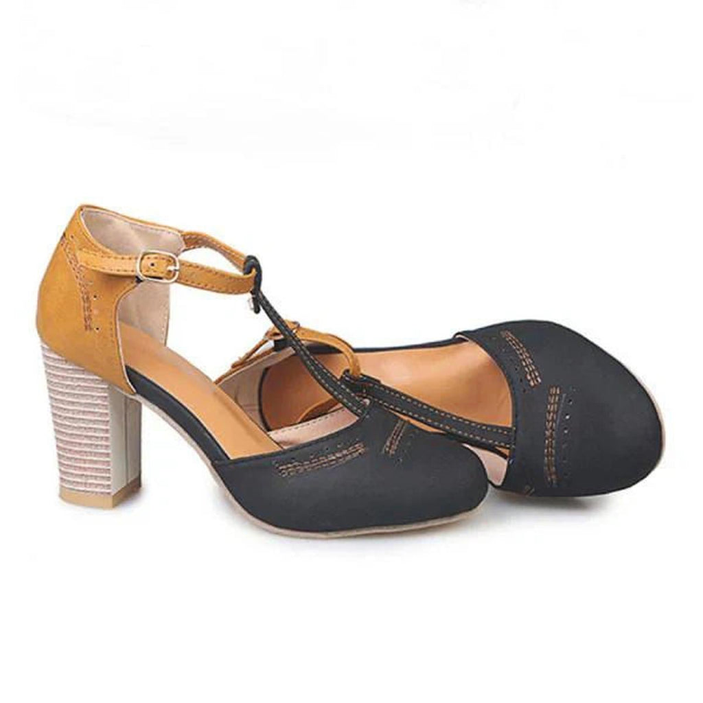 Olivia | Vintage-Inspired Block Heel Ankle Strap Heels with Secure Fit - Lumina